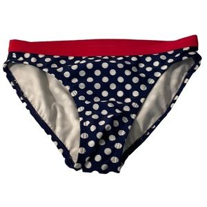 Navy Blue & Orange Polka-dotted Bikini Bottoms!